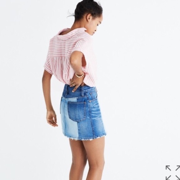 Madewell Pieced Mccarren Raw Hem Denim Miniskirt - Picture 2 of 8